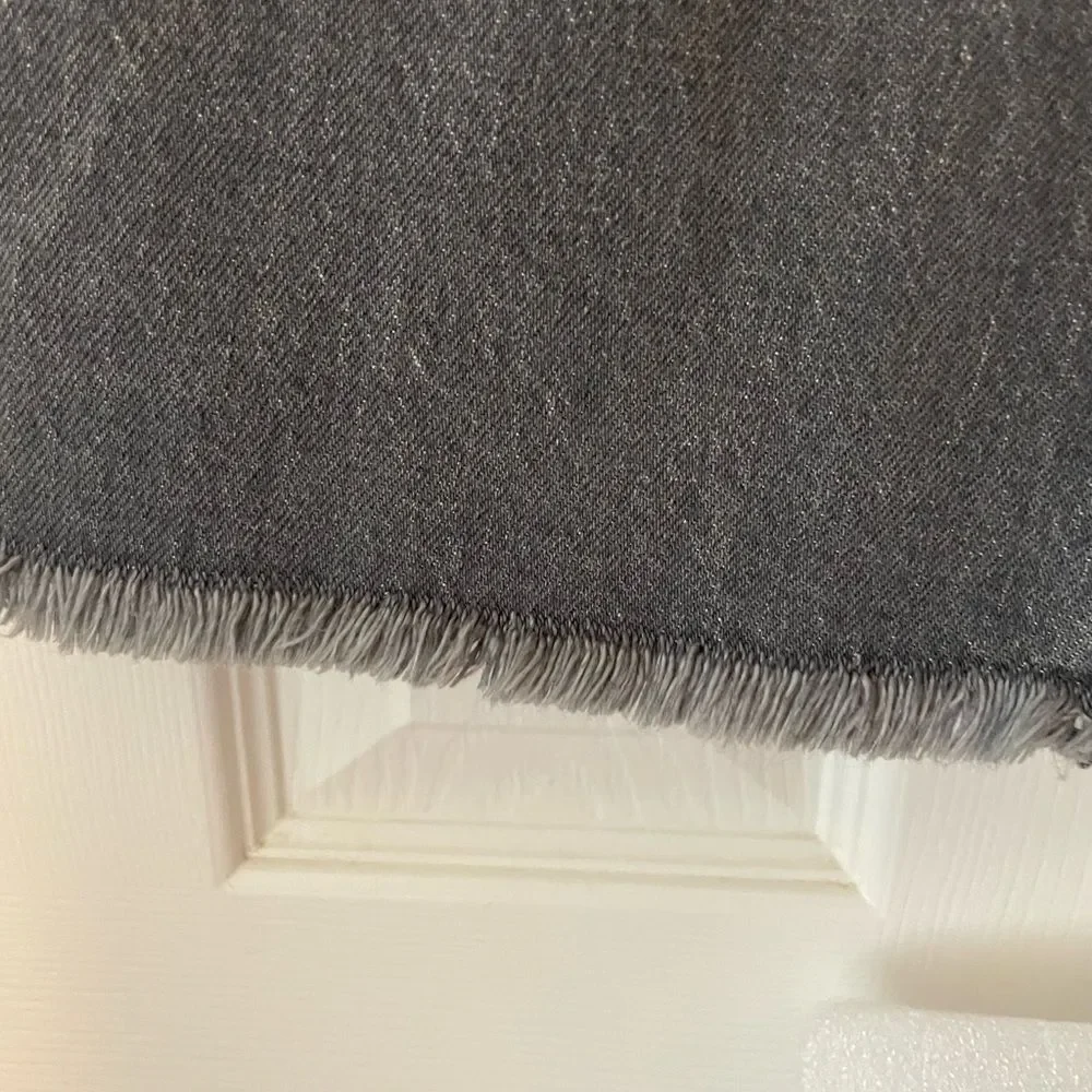 LOFT The Kick Crop High Rise Dark Gray Jeans Frayed Hem Size 4 Petite